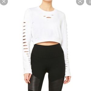 Alo cropped distressed sweatshirt